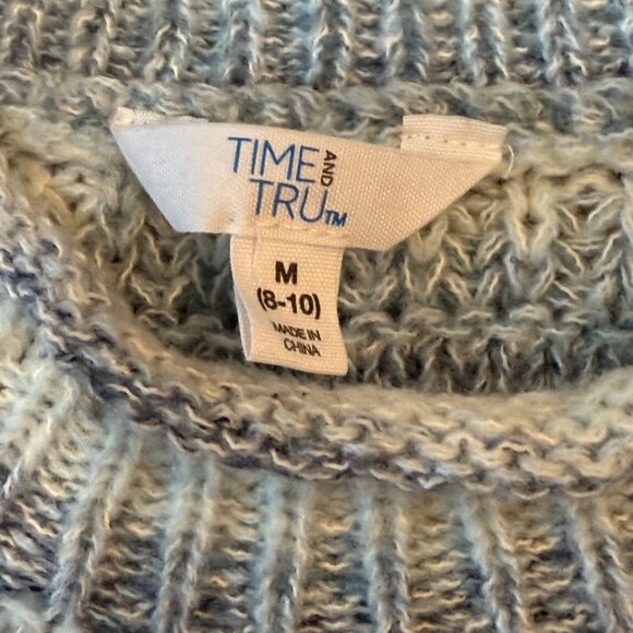 Time And Tru Womens M (8-10) Blue & White Striped Sweater - Picture 2 of 9